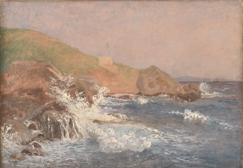 Rough Sea on a Rocky Coast, Capri av Christen Købke