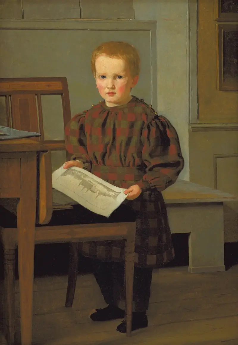 The Painter C.W. Eckersberg’s Son Julius in his Fathers Studio av Christen Købke