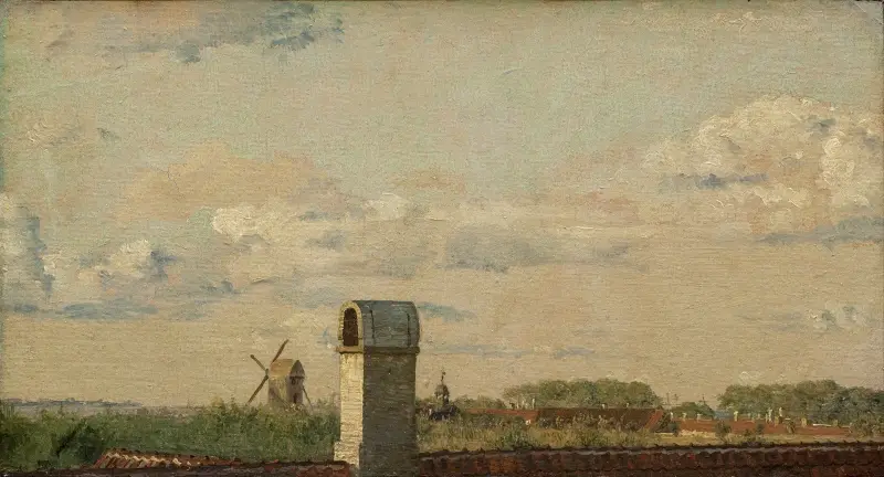 View from a Window in Toldbodvej Looking Towards the Citadel in Copenhagen av Christen Købke