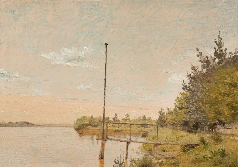 View from Dosseringen near the Sortedam Lake Looking Towards Nørrebro. Study av Christen Købke