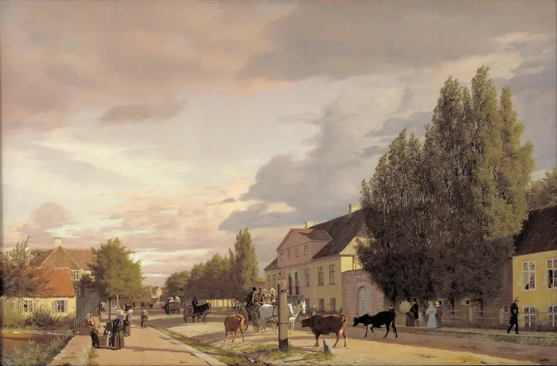 View of a Street in Østerbro outside Copenhagen. Morning Light av Christen Købke