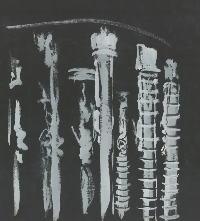Dom Juan – maquette de décor – acte III, le tombeau du Commandeur, vue générale et cinq détails av Christian Bérard