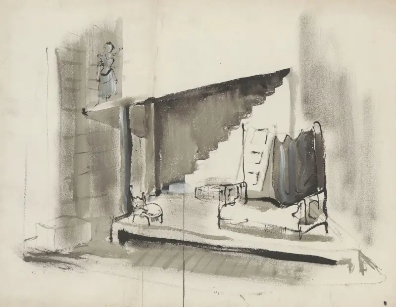 La Nuit – maquette de décor – chambre av Christian Bérard