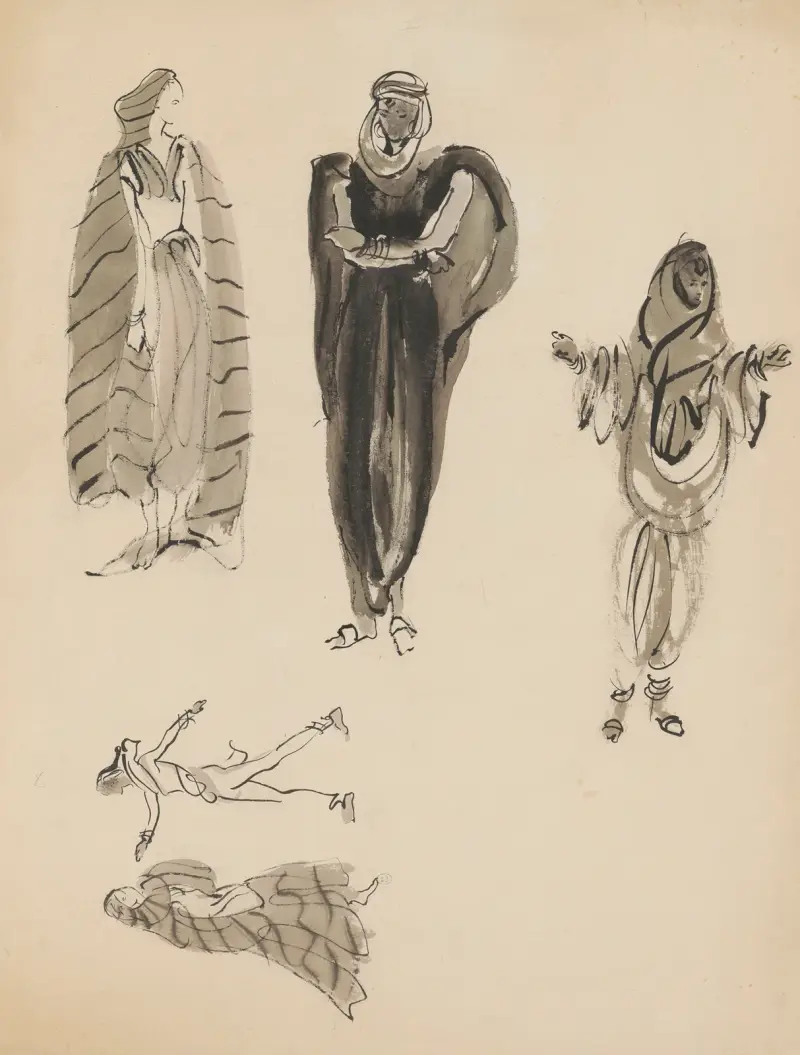 Sodome et Gomorrhe – maquette de costume – planche de six costumes av Christian Bérard