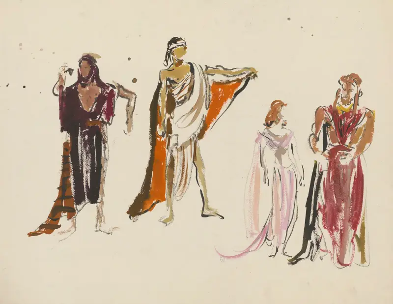 Sodome et Gomorrhe – maquette de costume – quatre études de costumes av Christian Bérard