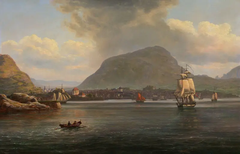 Bergen sedd från Nordfjorden av Johan Christian Dahl