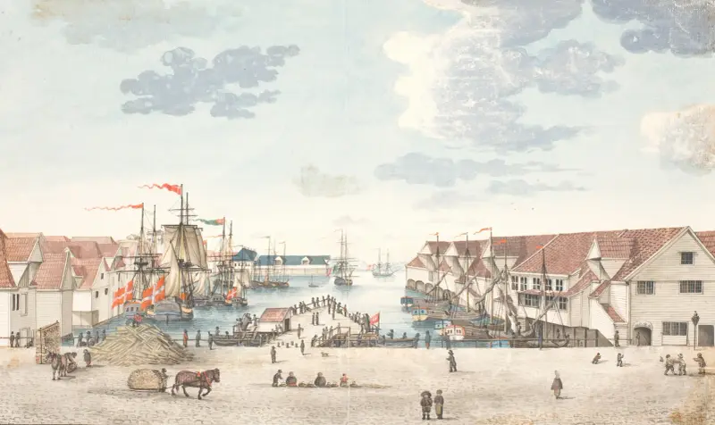 Brygge i Bergen av Johan Christian Dahl