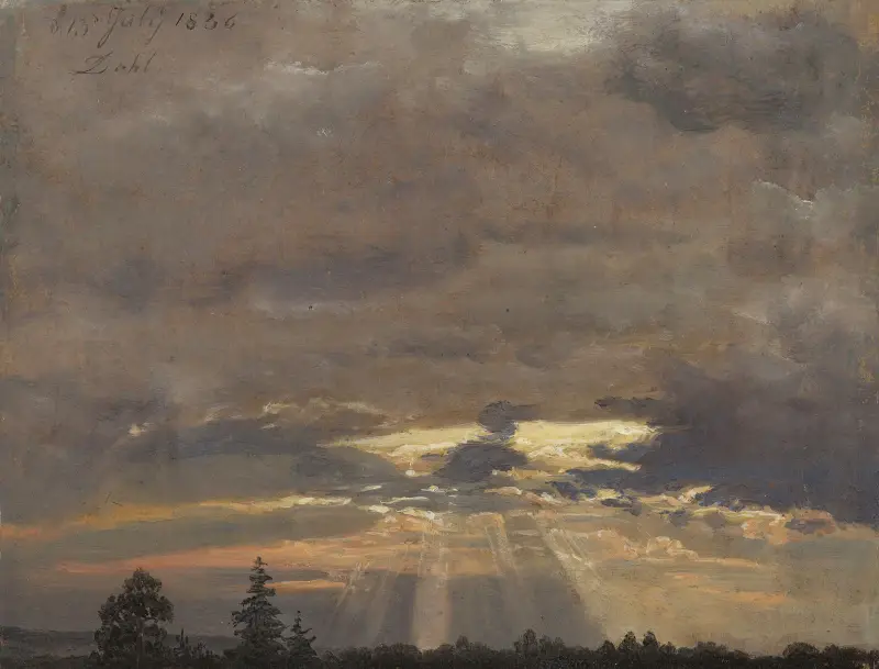Studie oblaku se slunečními paprsky, Johan Christian Dahl
