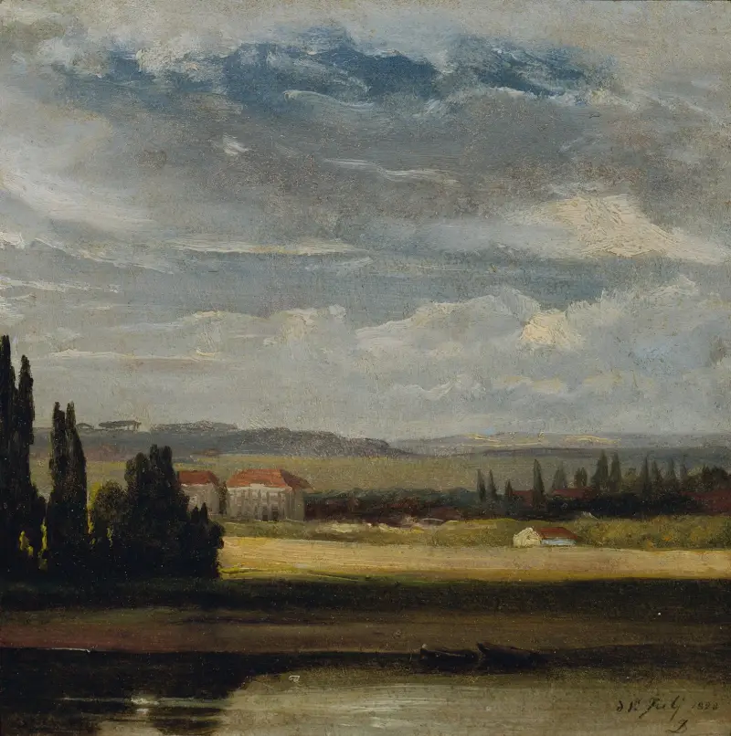 Landskapsvy med hög molnhimmel av Johan Christian Dahl