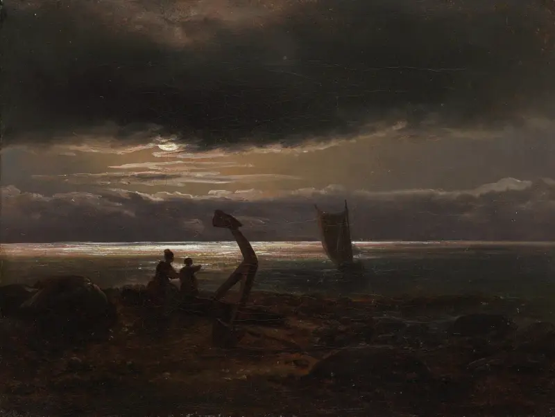 Mor och barn vid havet av Johan Christian Dahl