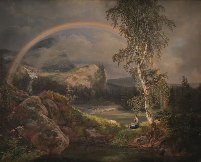 Norskt landskap med regnbåge av Johan Christian Dahl
