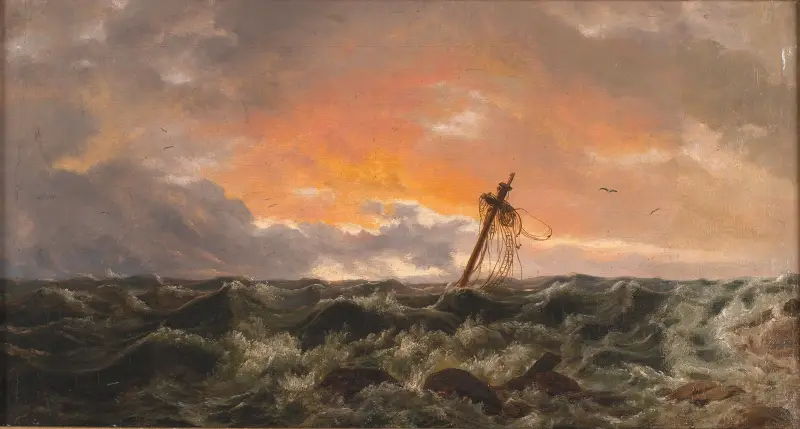 Seascape with a Wreck av Johan Christian Dahl