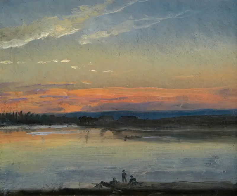 Elbe i kvällsljus av Johan Christian Dahl