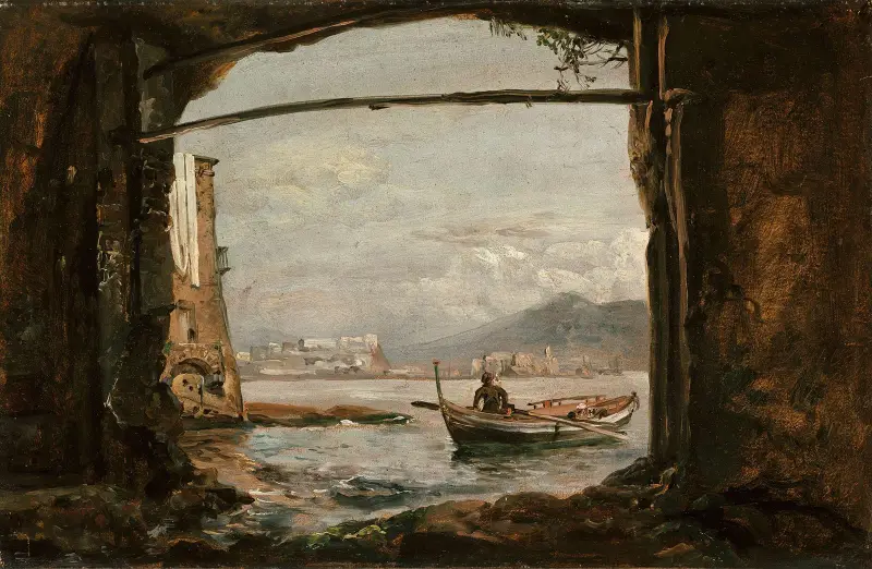 Vy från en grotta nära Posillipo av Johan Christian Dahl