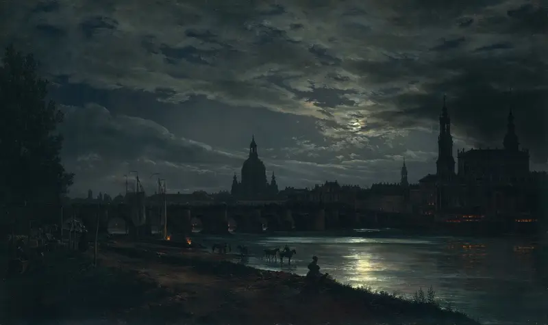 View of Dresden by Moonlight av Johan Christian Dahl