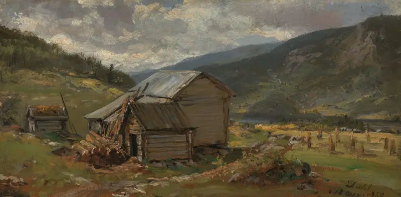Vy över Hjelle i Valdres av Johan Christian Dahl