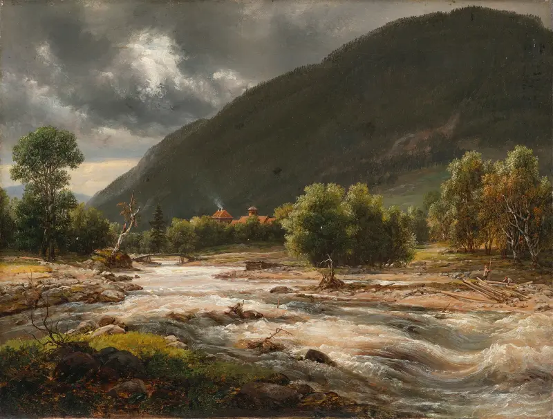 Utsikt över Mårelv nära Tinn av Johan Christian Dahl