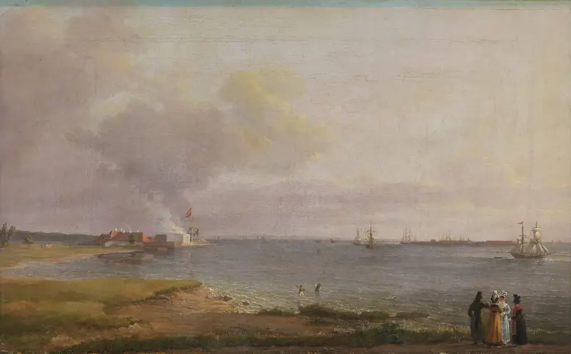 Utsikt över Öresund vid kalkbruket av Johan Christian Dahl