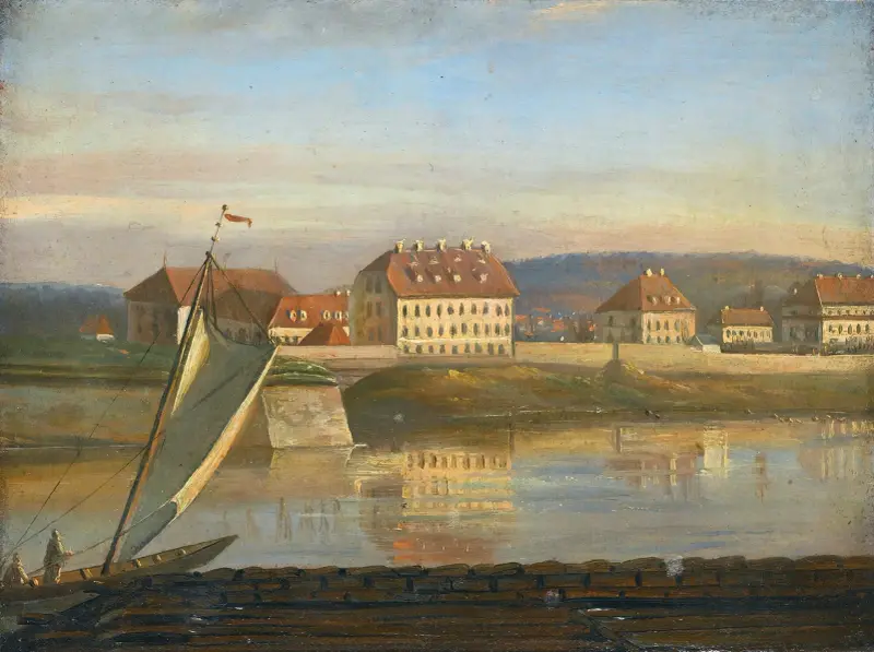 Utsikt över Elbe och kasernerna av Johan Christian Dahl