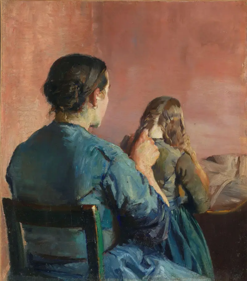 Braiding her Hair av Christian Krohg