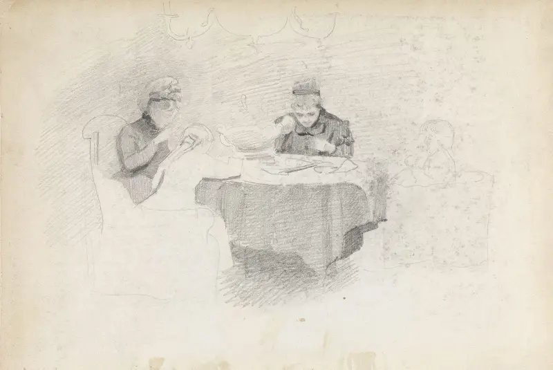 Fyra figurer kring ett bord av Christian Krohg