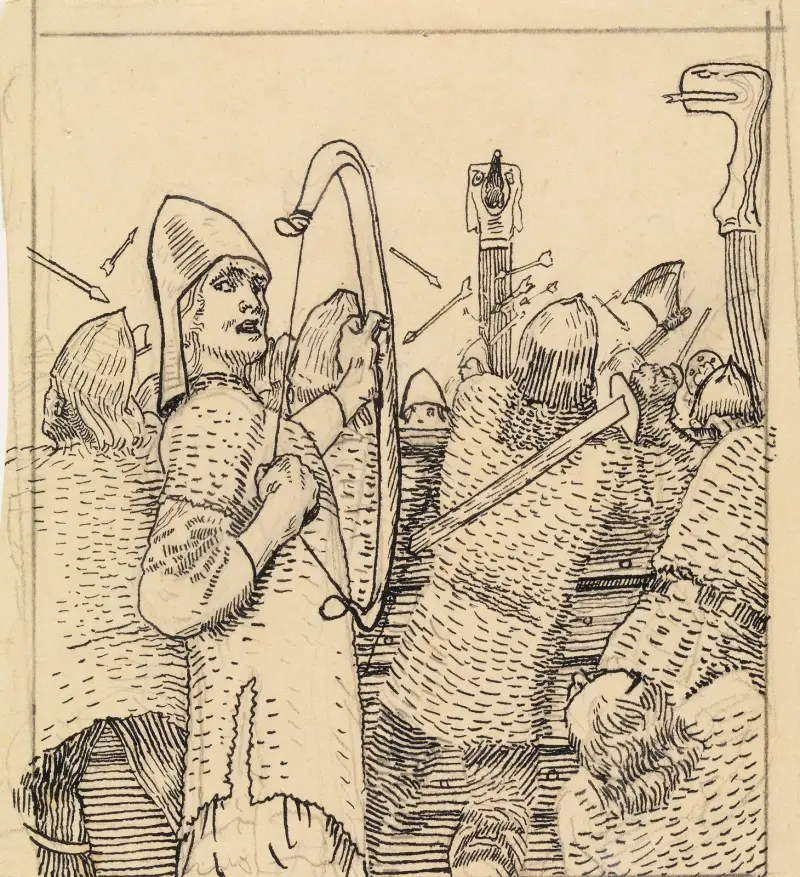 For veik, for veik er kongens bue! av Christian Krohg