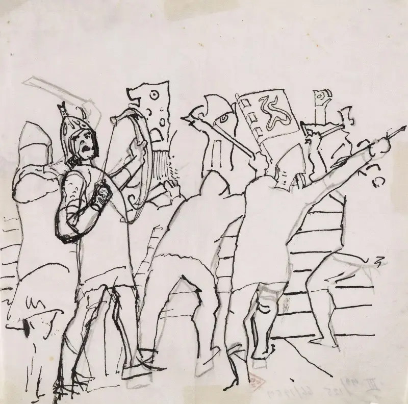 For veik, for veik er kongens bue! av Christian Krohg