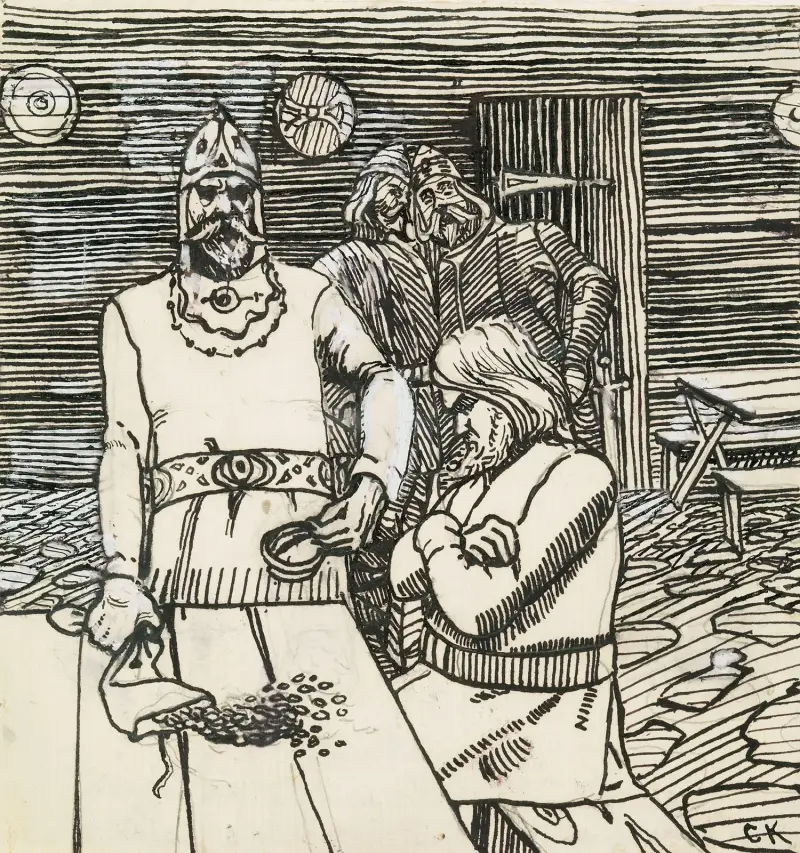 Knuts sendemann hos Bjørn stallare av Christian Krohg