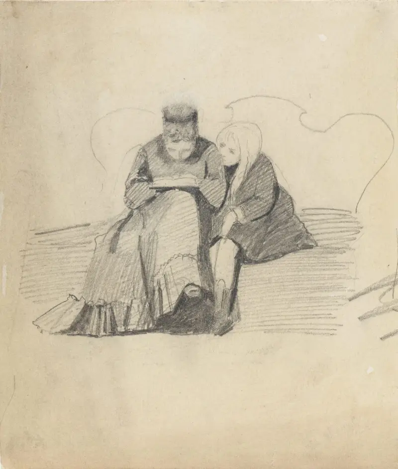 Sittande kvinna och liten flicka av Christian Krohg