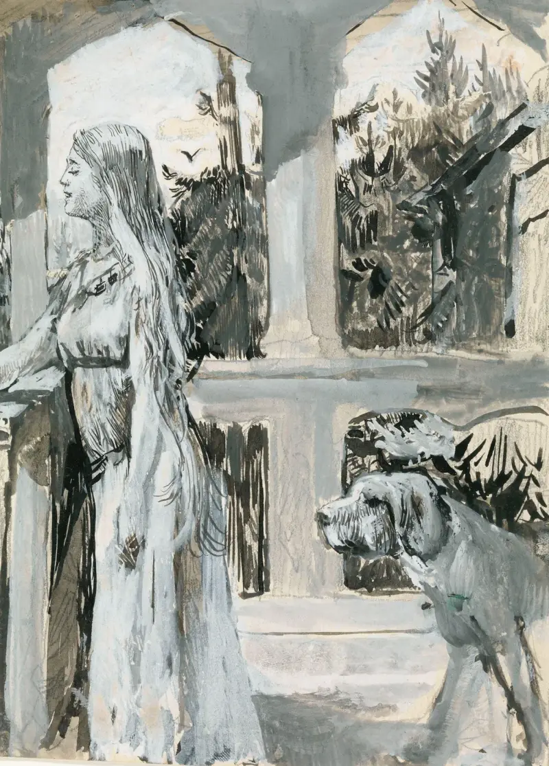 Variant av illustration till 'Harald Hårfagre' i Snorre Sturlasson, Kungasagor av Christian Krohg