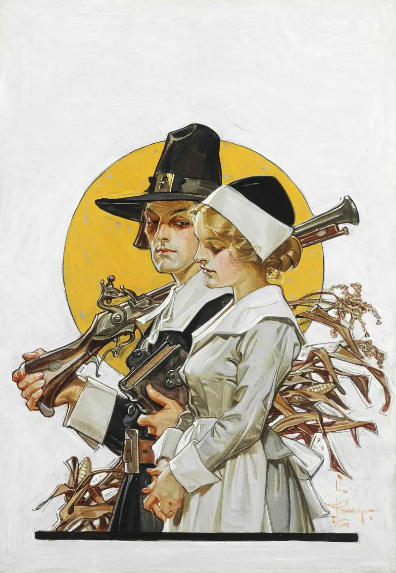 Giving Thanks (Thanksgiving Couple) av Joseph Christian Leyendecker