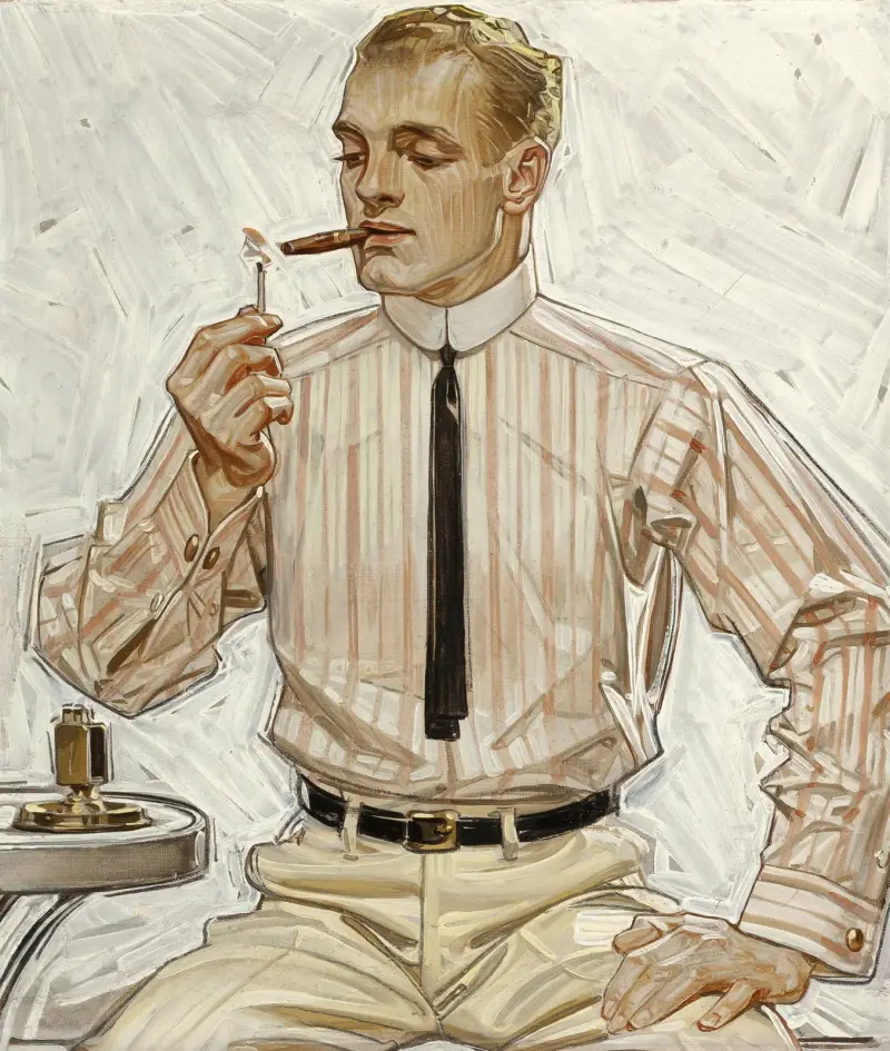 Man med smal slips, Cluett Shirts Arrow Collar-annons av Joseph Christian Leyendecker