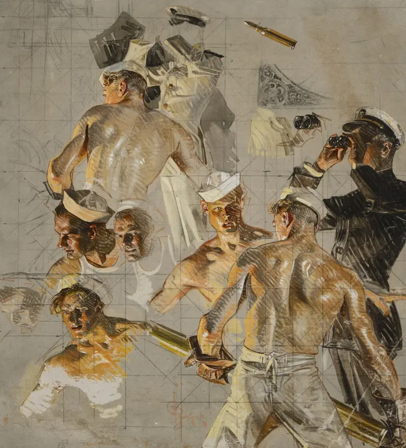 Amerikanska flottans sjömän, omslagsstudie för Collier's av Joseph Christian Leyendecker
