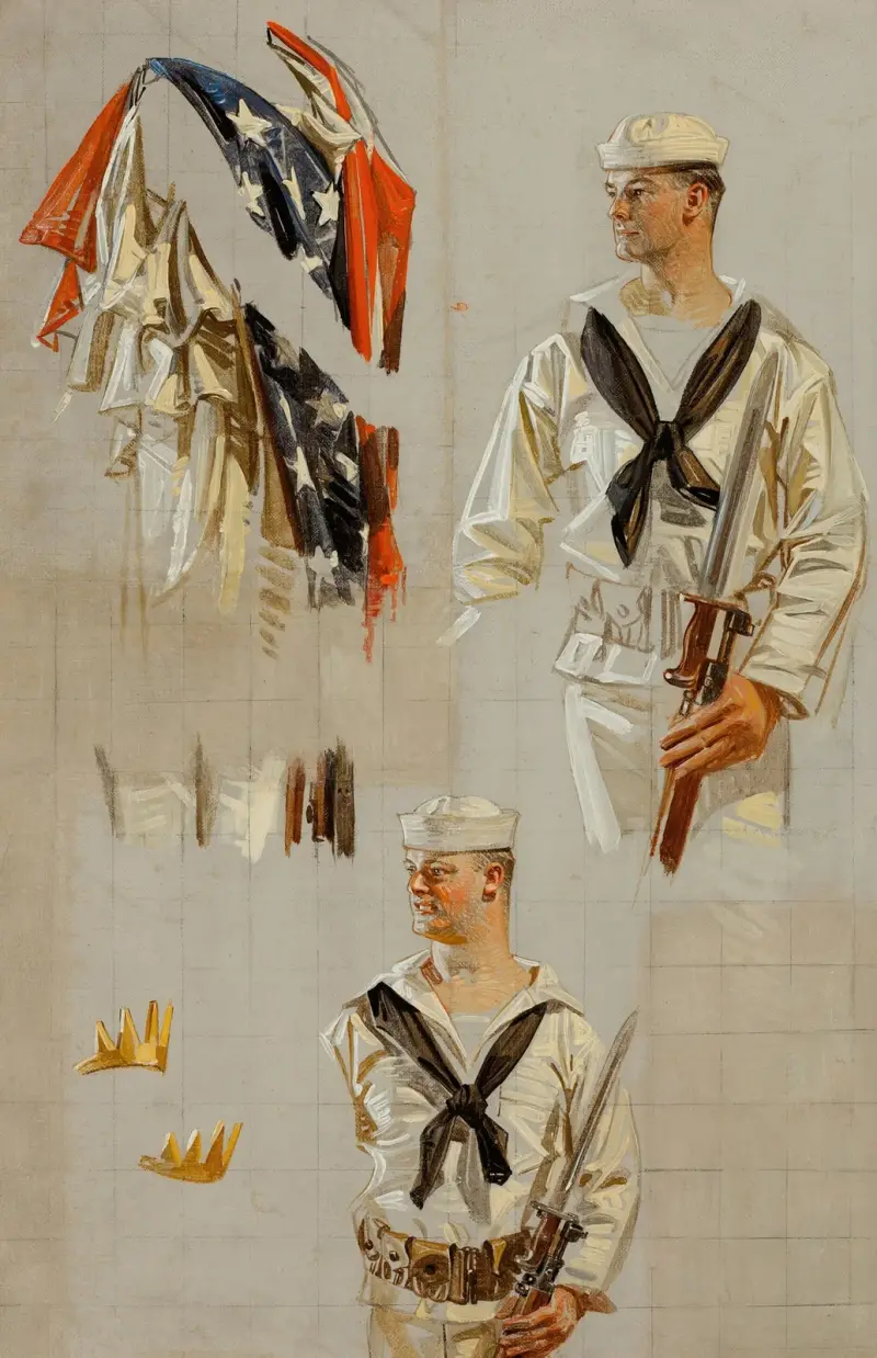 Förstudier till marinposter från första världskriget av Joseph Christian Leyendecker