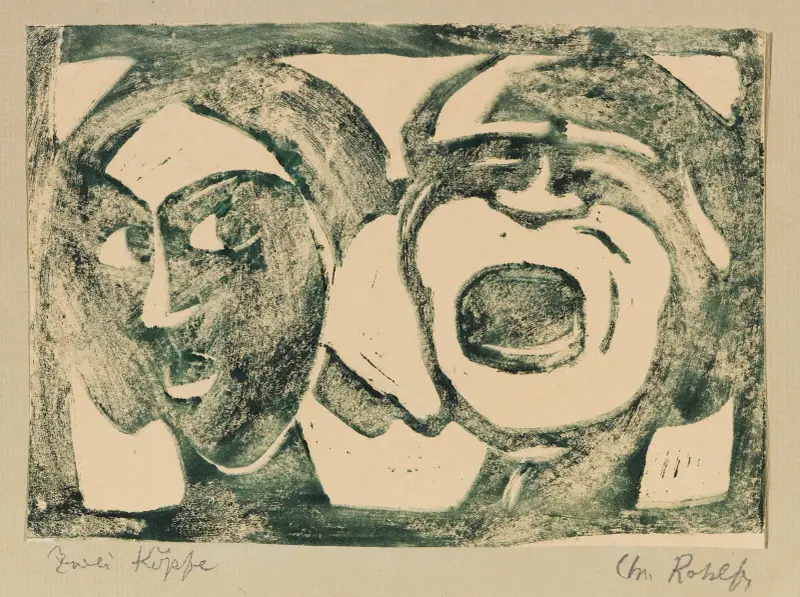 Groteske Köpfe (Ruhe und Leidenschaft, groß) von Christian Rohlfs