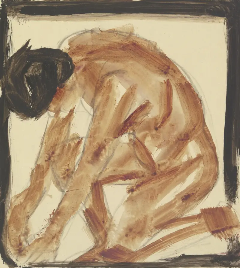 Kneeling nude to the left av Christian Rohlfs