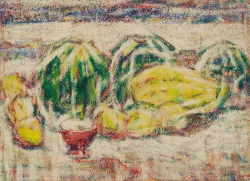 Stilleben med melon av Christian Rohlfs