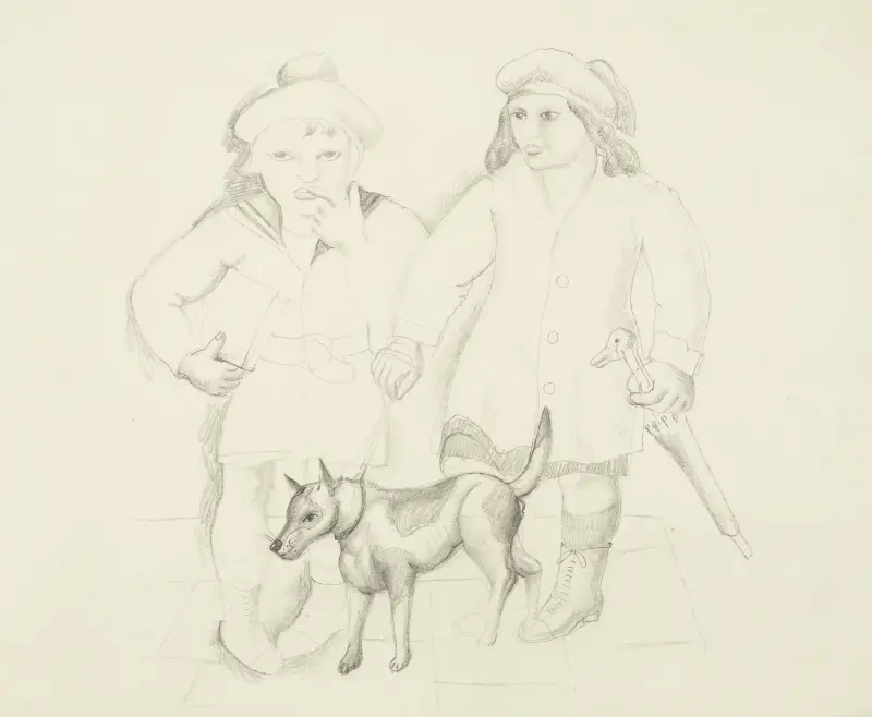 Kinder mit einem Hund von Christopher Wood