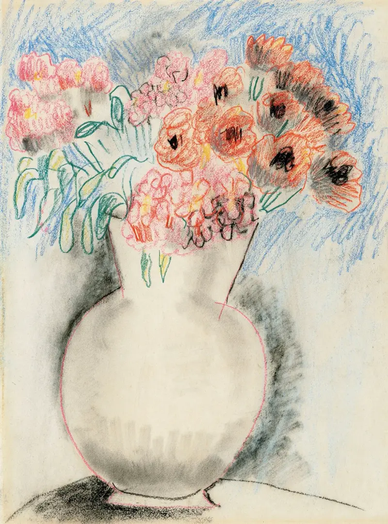 Pink Flowers in a Vase av Christopher Wood