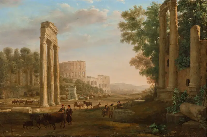 Capriccio med ruiner från Forum Romanum av Claude Lorrain