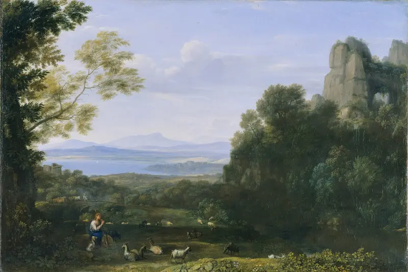 Landskap med Apollo och Mercurius av Claude Lorrain
