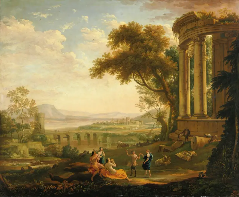 Landskap med satyr och nymf av Claude Lorrain