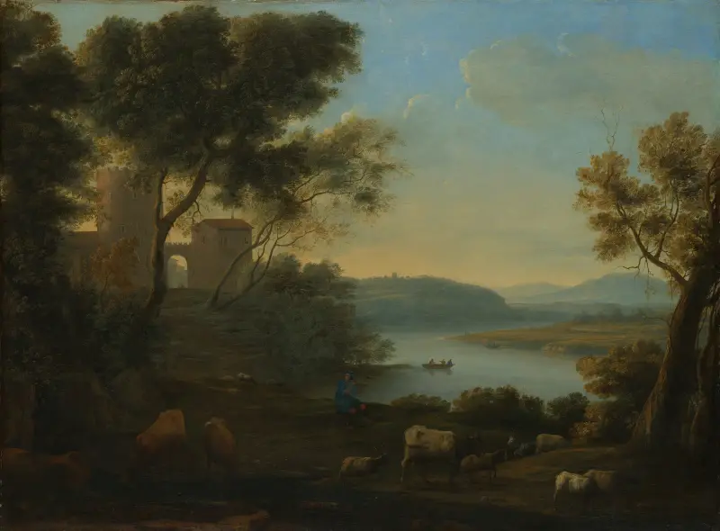 Herden i landskapet; Den romerska Campagnan av Claude Lorrain