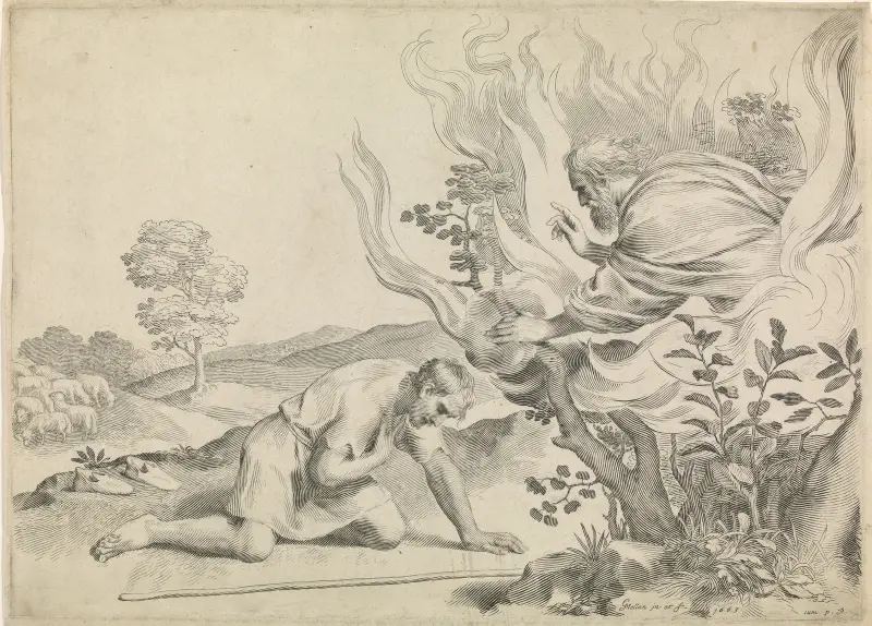 Moses and the burning bush av Claude Mellan