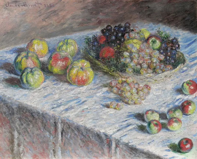 Jablka a hroznové víno, 1880, Claude Monet