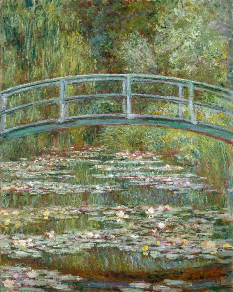 Bro över näckrosdamm av Claude Monet