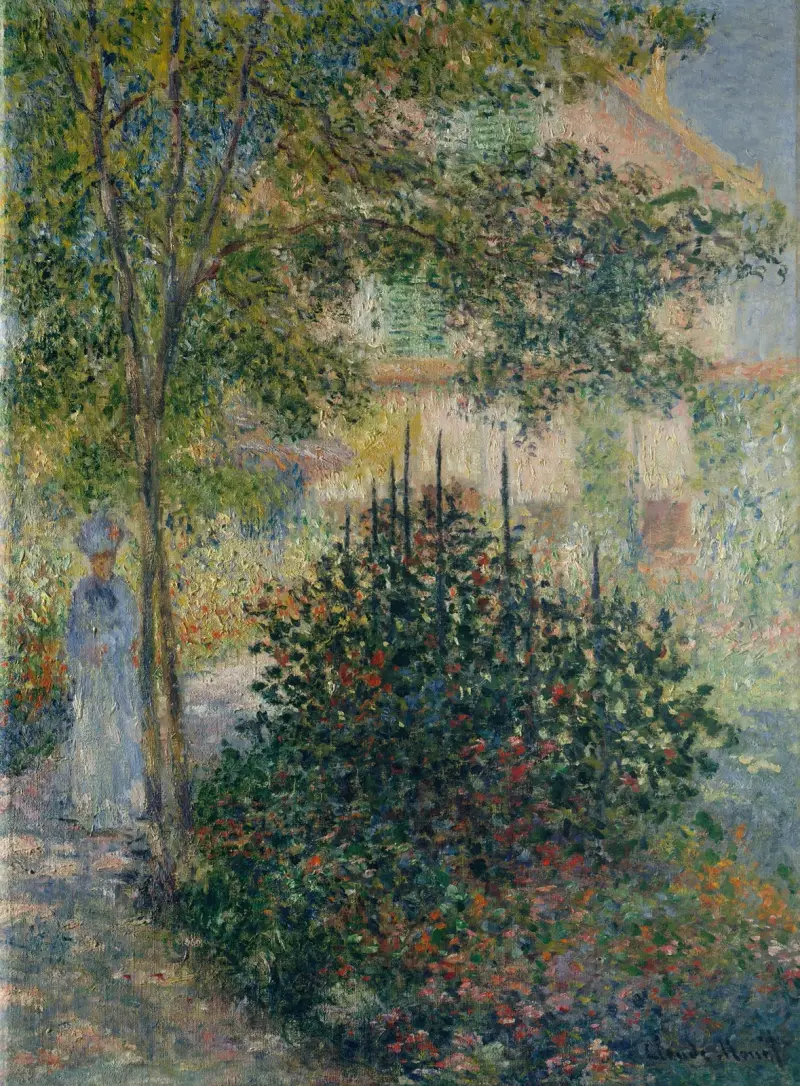 Camille Monet (1847–1879) i trädgården i Argenteuil av Claude Monet