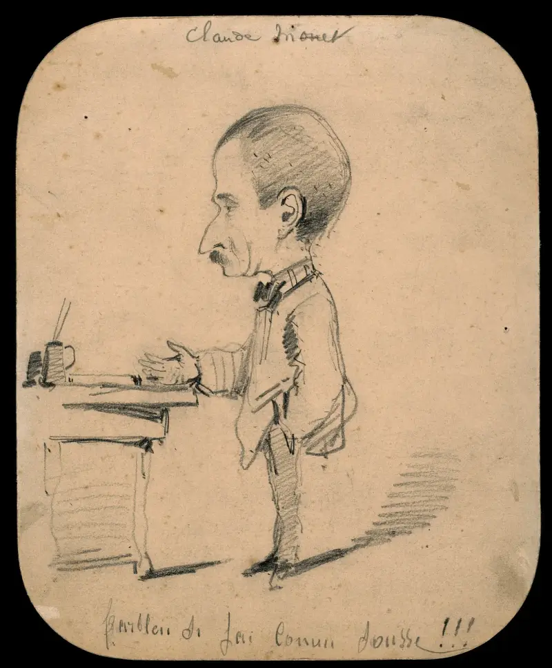 Caricature of a Man Standing by Desk av Claude Monet