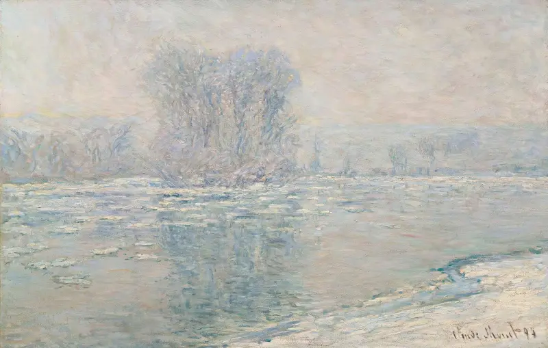Lodowe kry, biały efekt, Claude Monet