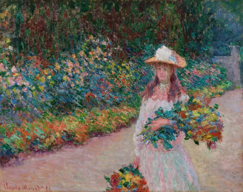 Jeune fille dans le jardin de Giverny av Claude Monet